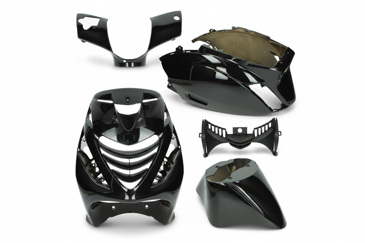 Piaggio zip kappenset zip sp 5 delig - Glans zwart -