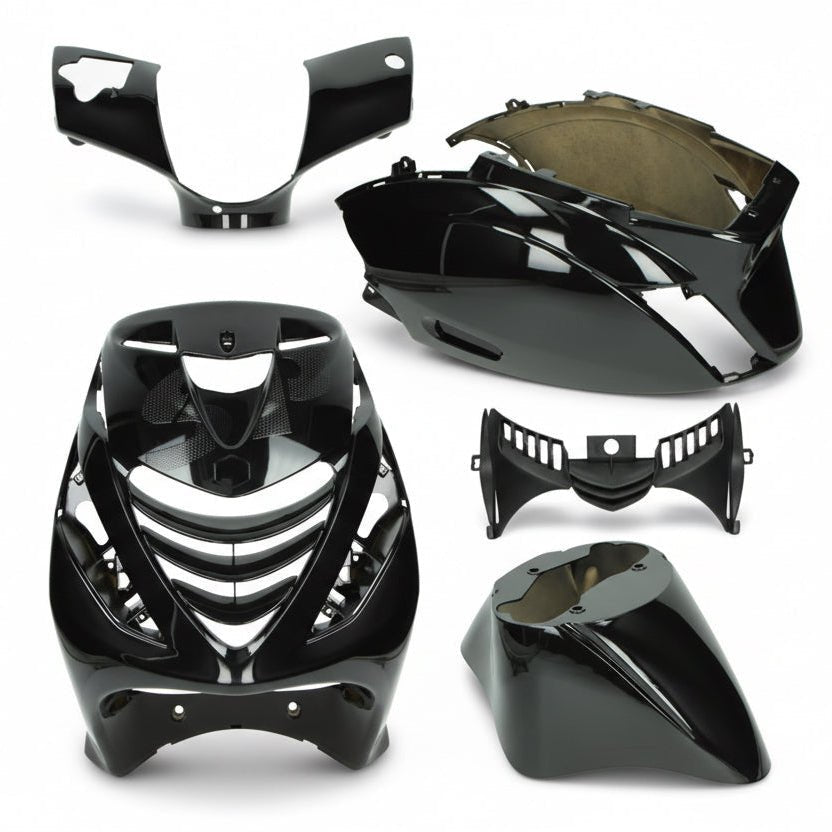 Piaggio zip kappenset zip sp 5 delig - Glans zwart -