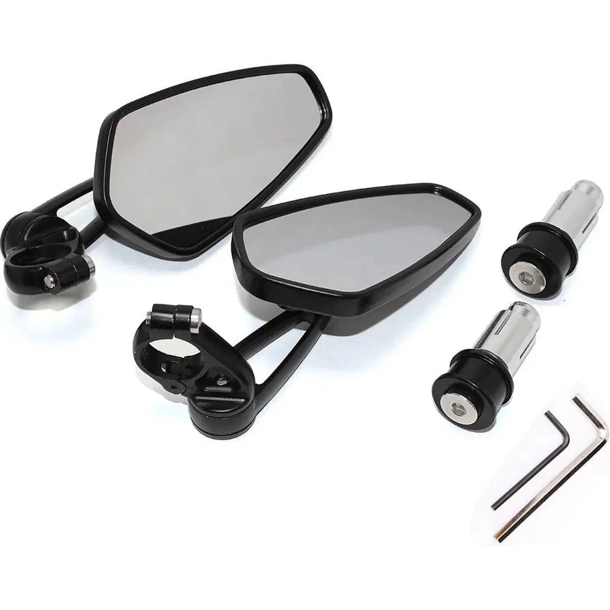 Bar end spiegel set glans zwart