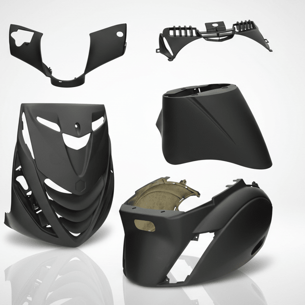 Piaggio zip kappenset zip sp 5 delig - Mat zwart -