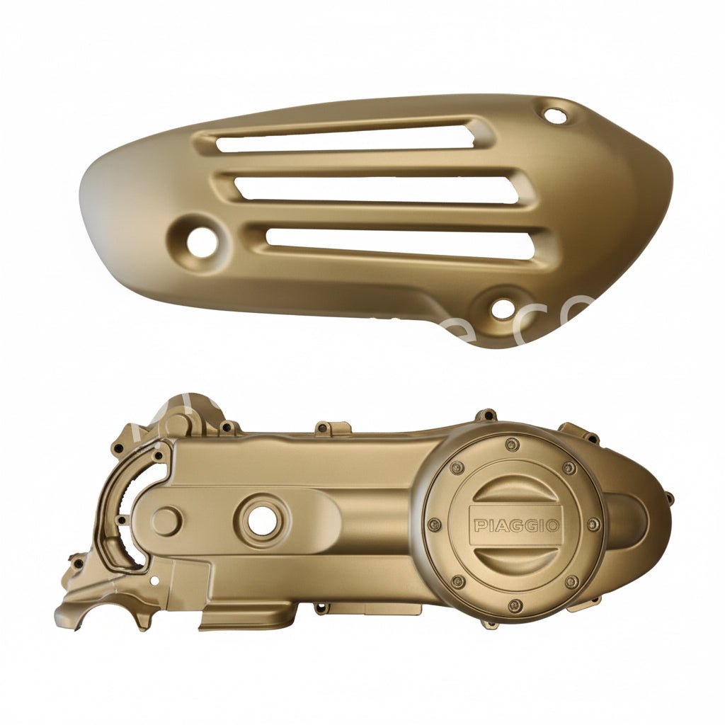 Vespa sprint/primavera carterdeksel + hitteschild goud — origineel