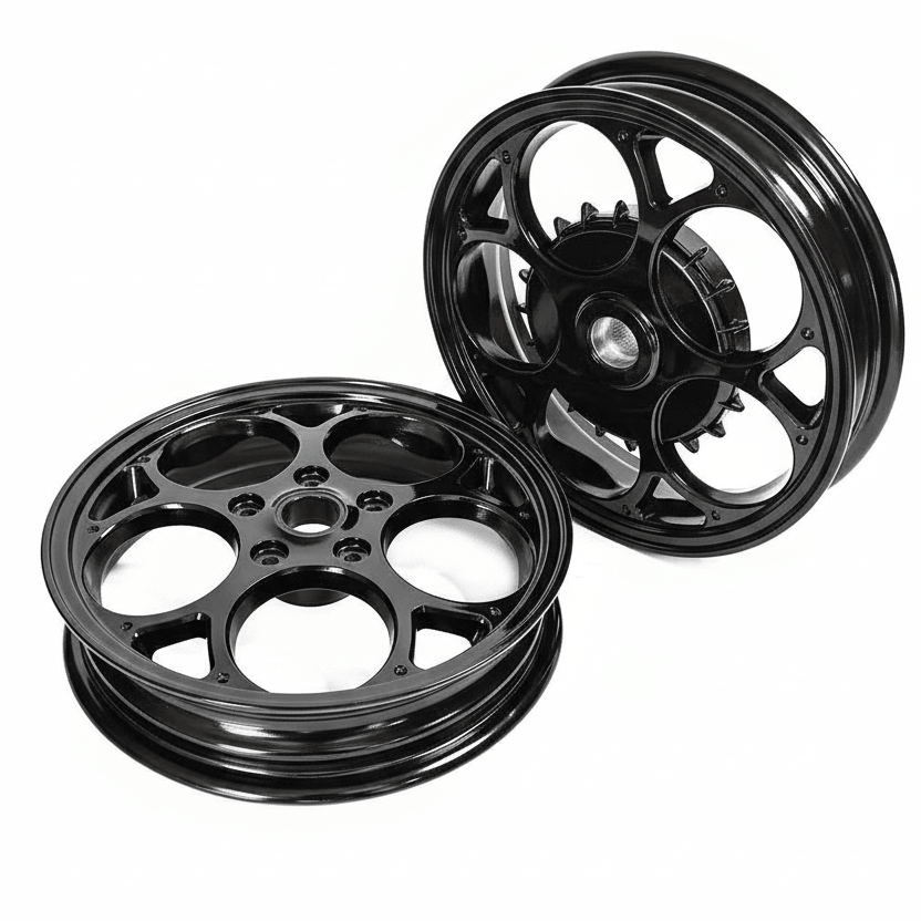 Vespa sprint/primavera velgen set glans zwart voor + achter