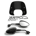 Vespa sprint windscherm laag glans zwart & spiegel set glans zwart kort